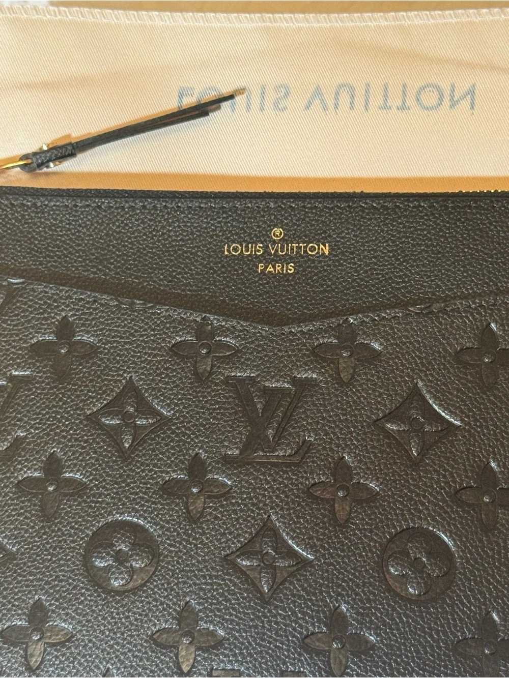 Louis Vuitton Black Embossed Monogram Flat Pouch